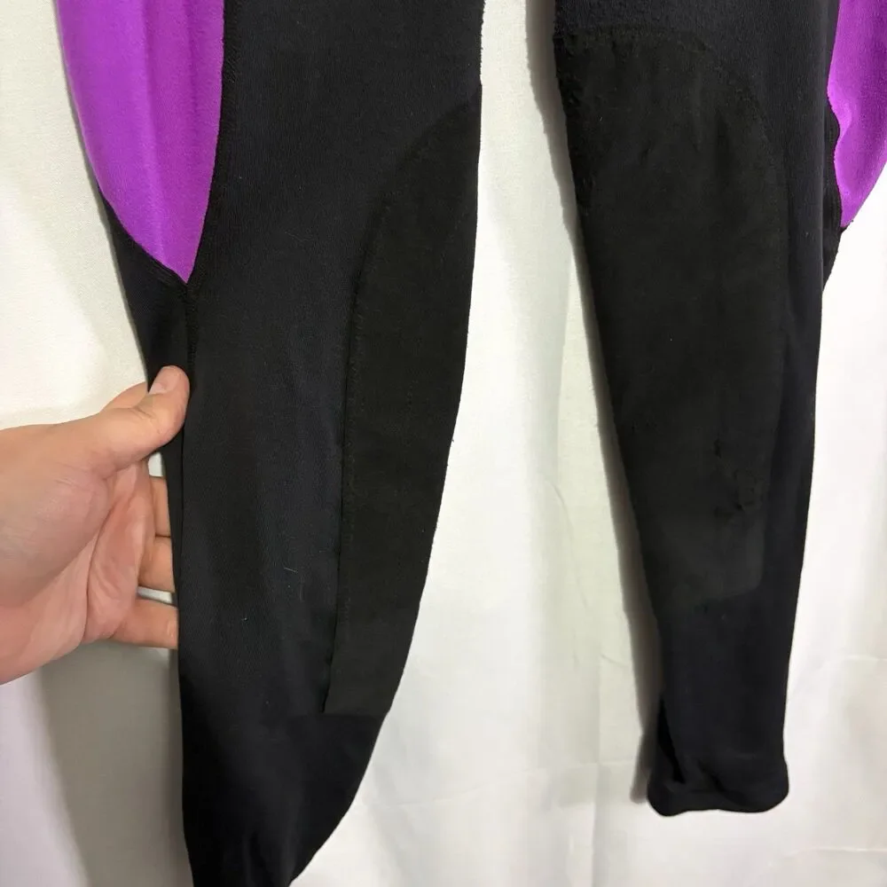 Kerrits Pants Sz S Black Purple Riding Leggings Equestrian Tights Knee Patch